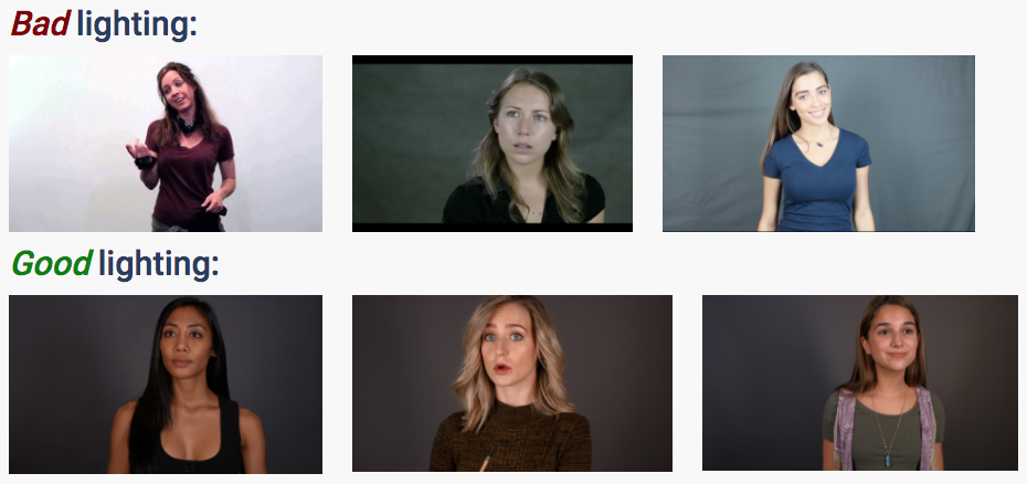 Self Tape - Lighting and Framing Examples